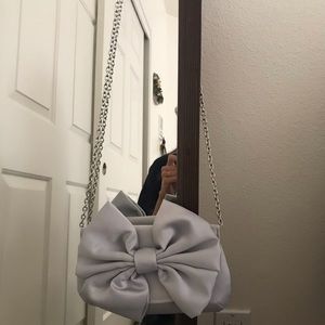 Silver bow bag